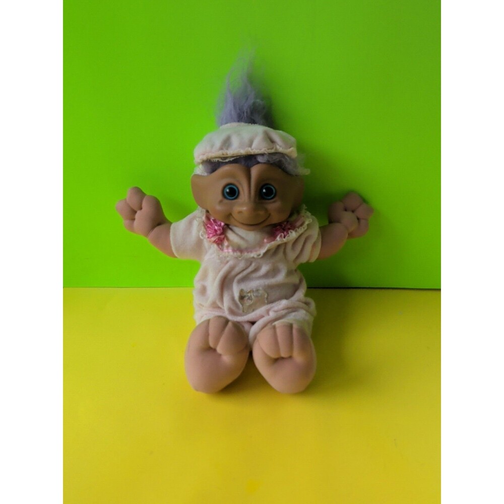 Troll Doll Ace novelty purple hair gem belly 12 inch